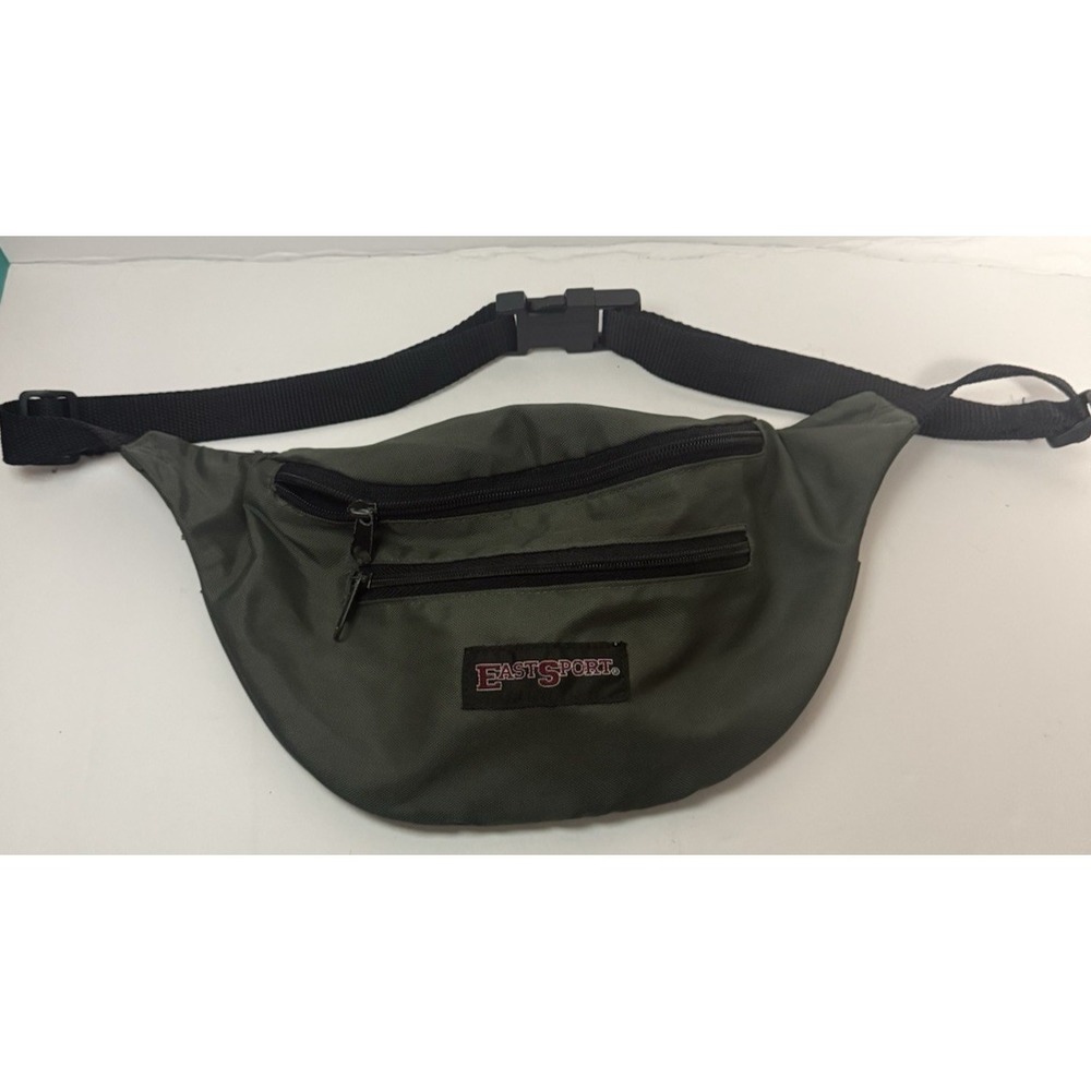 Eastsport Fanny Pack Olive Green Waist Bag Adjustable Strap 3Pocket Travel Pouch